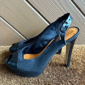 Diesel Women's Black canvas and leather heels sz 39